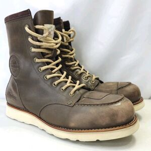 Indian Motorcycle Men's Moc Toe Boots Brown Leather Vibram Sole Size US 13